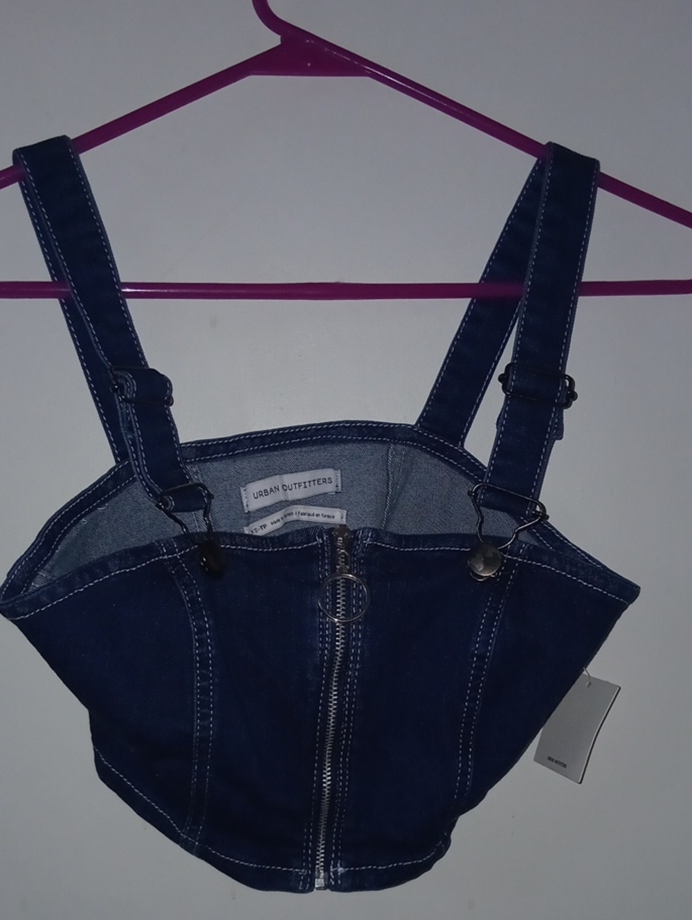 Urban Outfitters Navy Denim Corset Overalls Top